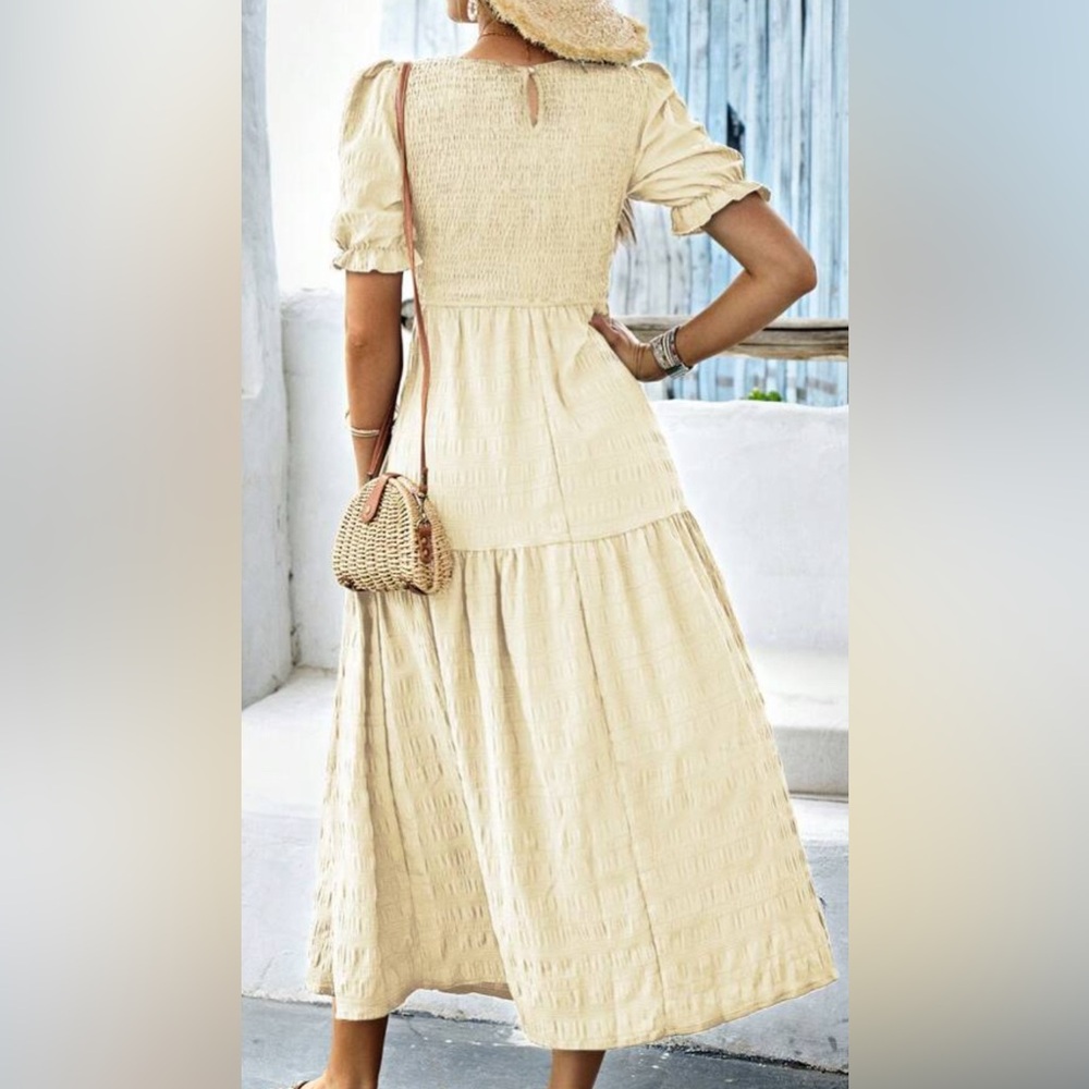 SHEIN Holidaya Puff Sleeve Ruffle Hem Dress - Picture 2 of 4